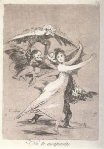 Francisco Goya y Lucientes, grafika <Nie uciekniesz> z kolekcji „Los Caprichos”, fot. z zasobu Archiwum Towarzystwa Naukowego Płockiego.