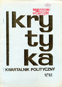 Okładka - „Krytyka: Kwartalnik polityczny”