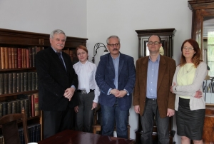 24.04.2014 r.; Wizyta w Archiwum Narodowym w Krakowie; od lewej: Janusz Kuligowski, Barbara Berska, Robert Kubaś, Maciej Pindelski, Justyna Orysiak; foto. Michał Zaremba