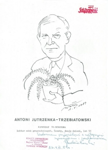 1989 r., ulotka wyborcza Antoniego Jutrzenki-Trzebiatowskiego, autor Aleksander Wołos