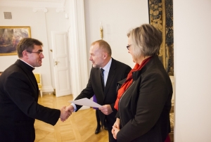 28.01.2014 r.; posiedzenie inauguracyjne Rady Programowej; na fotografii od lewej: Stanisław Dziekoński, Jacek Michałowski, Ewa Polkowska; foto. Łukasz Kamiński