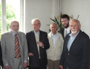 28.05.2014 r., konferencja naukowa z okazji 25. rocznicy Wyborów Czerwcowych, na fotografii od lewej: Erwin Kruk, Antoni Jutrzenka-Trzebiatowski, Aleksander Wołos, Adam Cherek, Zenon Złakowski, Olsztyn, fot. Wojciech Ciesielski