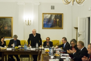 28.01.2014 r.; posiedzenie inauguracyjne Rady Programowej; na fotografii od lewej: Inka Słodkowska, Zbigniew Gluza, Andrzej Friszke, Henryk Wujec, Maciej Klimczak, Ewa Polkowska, Jacek Michałowski, Jan Wyrowiński; foto. Łukasz Kamiński