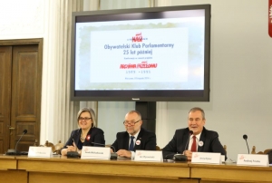 08.11.2014 r., konferencja Nasi w Sejmie i w Senacie, na fotografii od lewej: Ewa Polkowska, Jacek Michałowski, Jan Wyrowiński, fot. M. Józefaciuk