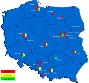 Mapa placówek – rycina przedstawia rozmieszczenie jednostek organizacyjnych i naukowych PAN; fot. PAN