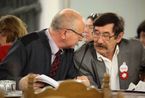 08.11.2014 r., konferencja Nasi w Sejmie i w Senacie, na fotografii od lewej: Edward Müller, Jerzy Tokarczyk, fot. M. Józefaciuk