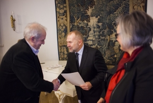 28.01.2014 r.; posiedzenie inauguracyjne Rady Programowej; na fotografii od lewej: Andrzej Friszke, Jacek Michałowski, Ewa Polkowska; foto. Łukasz Kamiński