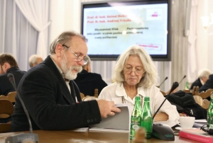 08.11.2014 r., konferencja Nasi w Sejmie i w Senacie, na fotografii: Adam Borowski, Mirosława Łątkowska, fot. M. Józefaciuk