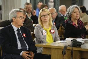 08.11.2014 r., konferencja Nasi w Sejmie i w Senacie, na fotografii od lewej: Jacek Szymanderski, Agata Karwowska-Sokołowska, Danuta Stołecka-Wójcik, fot. M. Józefaciuk