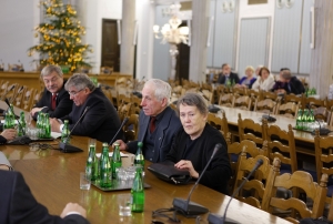 19.01.2013 r.; spotkanie opłatkowe OKP; na fotografii od lewej: Maciej Andrzej Półtorak, Janusz Byliński, Józef Gutowski, Maria Sielicka-Gracka; foto. Justyna Orysiak, Robert Kubaś