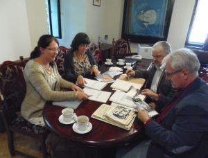 24.09.2015 r., wizyta w Urzędzie Miejskim w Tucholi, na fotografii od lewej: Justyna Orysiak, Hanna Szulwic, Paweł Cieślewicz, Robert Kubaś, fot. Urząd Miejski w Tucholi